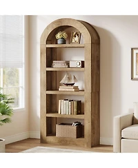 Tribesigns 70.9'' Tall Arched Bookshelf with Storage, 5-Tier Wooden Open Bookcase Display Shelves Organizer