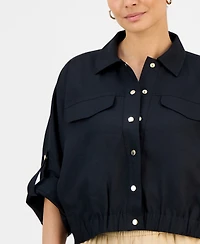 I.n.c. International Concepts Petite Linen Short-Sleeve Shirt Jacket, Macy's Exclusive