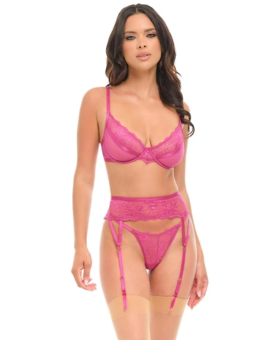 Oh La Cheri Women's Julia Sheer Lace 3-Piece Bra Set