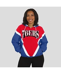 Wear by Erin Andrews Women's Red/Royal Philadelphia 76ers Color block Full-Zip Hoodie Windbreaker Jacket