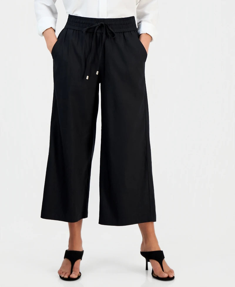 I.n.c. International Concepts Petite Cropped Linen Wide-Leg Pants, Macy's Exclusive