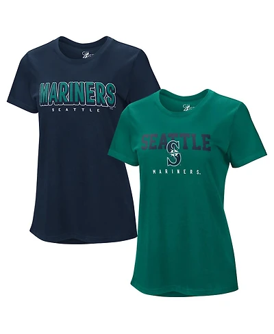 G-iii 4Her by Carl Banks Women's 2-Pack Navy/Teal Seattle Mariners Two T-Shirt Combo Pack