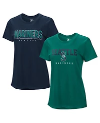 G-iii 4Her by Carl Banks Women's 2-Pack Navy/Teal Seattle Mariners Two T-Shirt Combo Pack