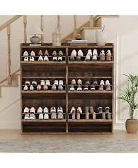 gaomon "Shoe cabinet with 6 flip drawers, adjustable removable shelves, modern wooden design with hidden handle for entryway."