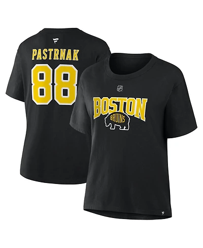 Fanatics Women's David Pastrnak Black Boston Bruins 2026 Nhl Stadium Series Authentic Stack Name Number T-Shirt