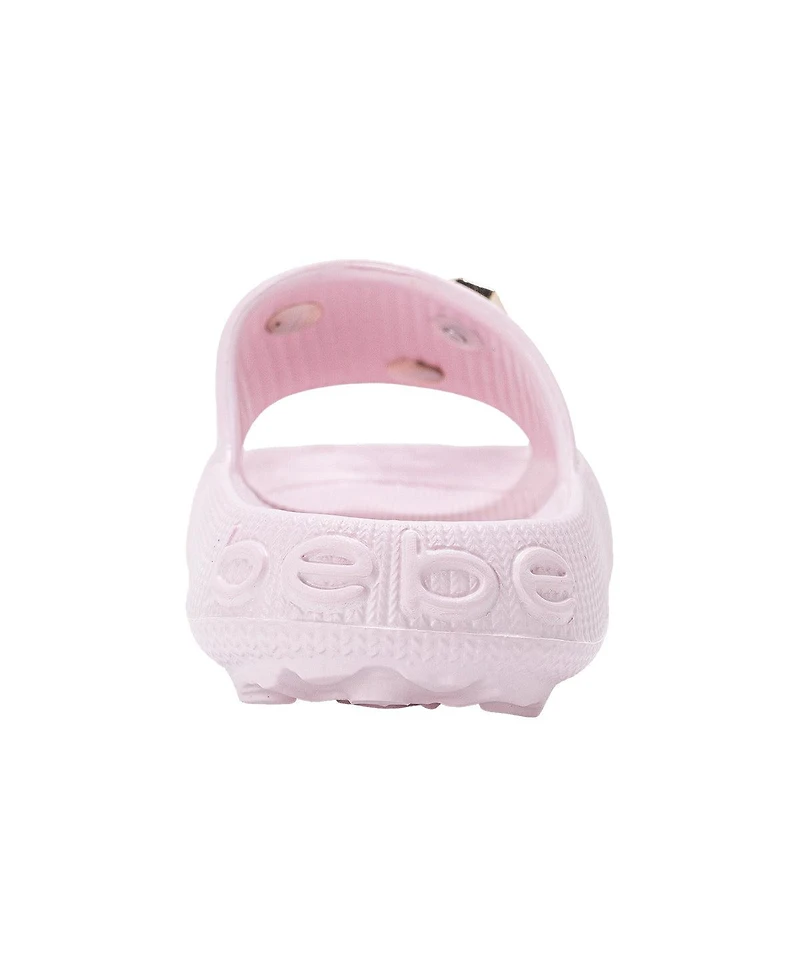Bebe Little Girls Eva Slide – Lightweight Comfy Sandals with Metal Charms