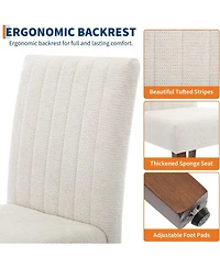 gaomon Parsons Button Tufted Dining Chairs Set of 4, Upholstered Fabric Chairs with Wood Legs, Vertical Stripe