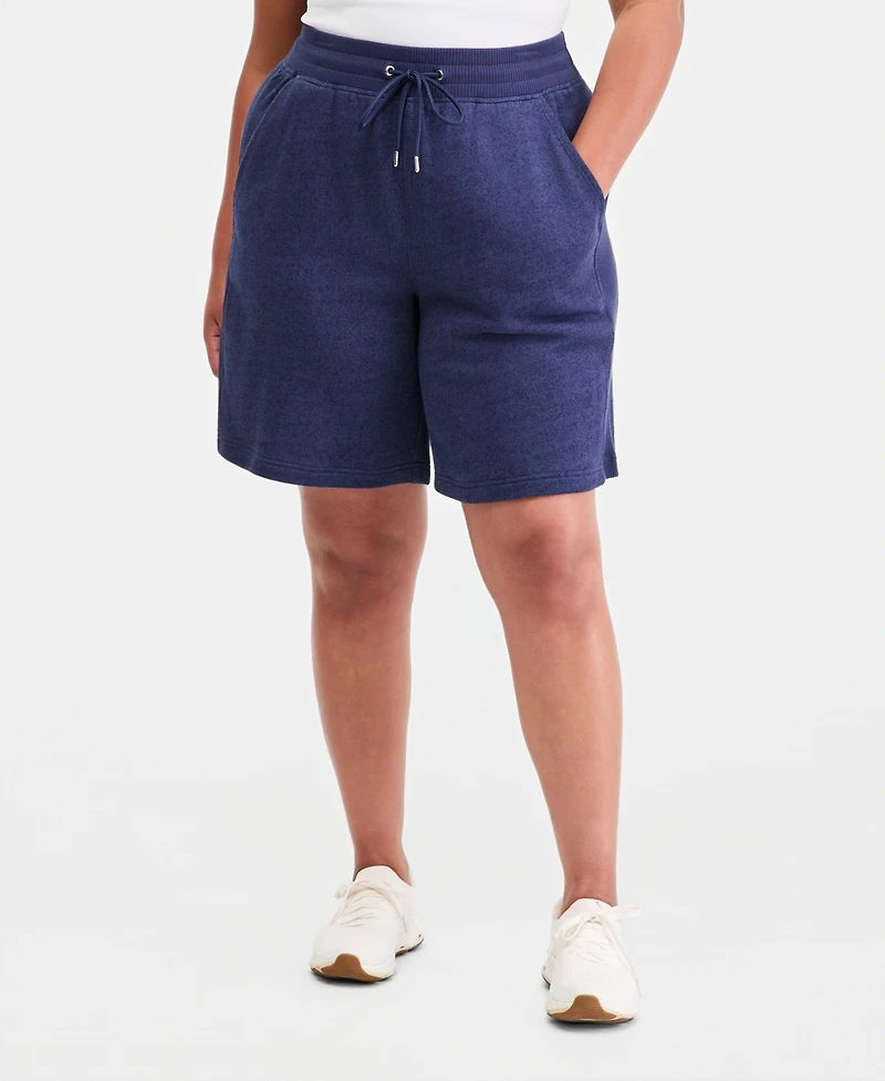 Id Ideology Plus Size Cotton-Blend Pull-On Bermuda Shorts, Exclusively at Macy's
