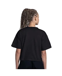 Starter Women's Black Carolina Panthers Rhinestone Sprinkle Boxy Cropped T-Shirt