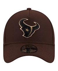 New Era Men's Dark Brown Houston Texans Burnt Wood A-Frame 9FORTY Adjustable Hat
