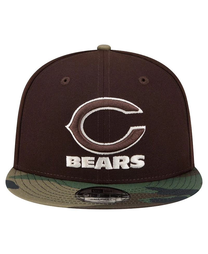 New Era Men's Dark Brown Chicago Bears Burnt Wood Camo 9FIFTY Snapback Hat
