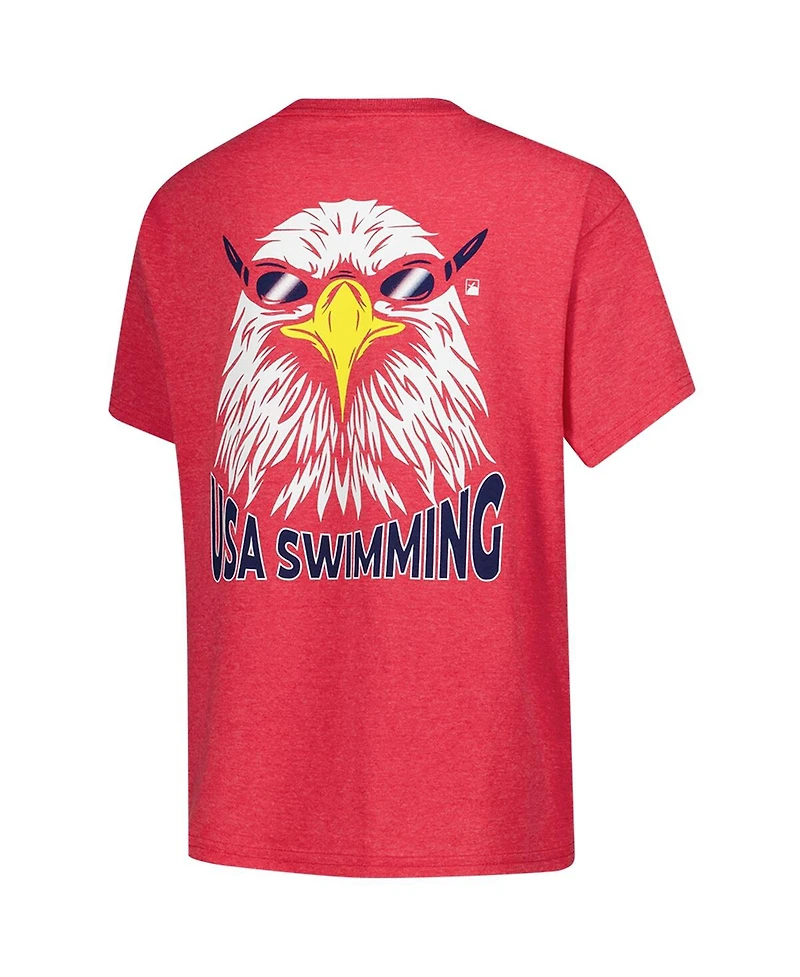 Flomotion Big Boys and Girls Red Usa Swimming Team Eagle Eye Splash T-Shirt