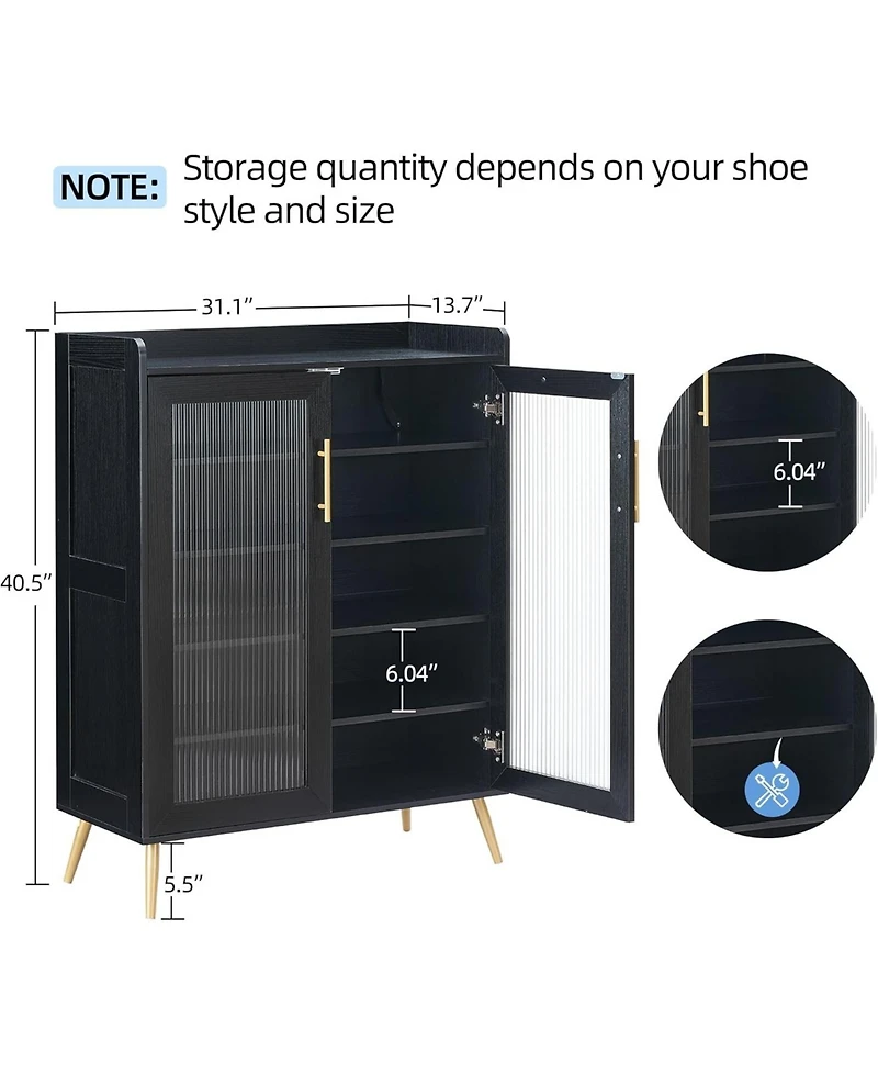 gaomon Shoe Cabinet 5-Tier Shoe Storage Cabinets Shoe Cabinets Storage for Entryway Shoe Organizer Cabinet with Glass Doors for Hallway Living Room