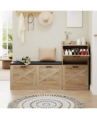 gaomon Shoe Storage Bench with 4 Flip Drawers and Padded Seat Shoe Cabinet Organizer for Hallway Living Room Entryway Bench