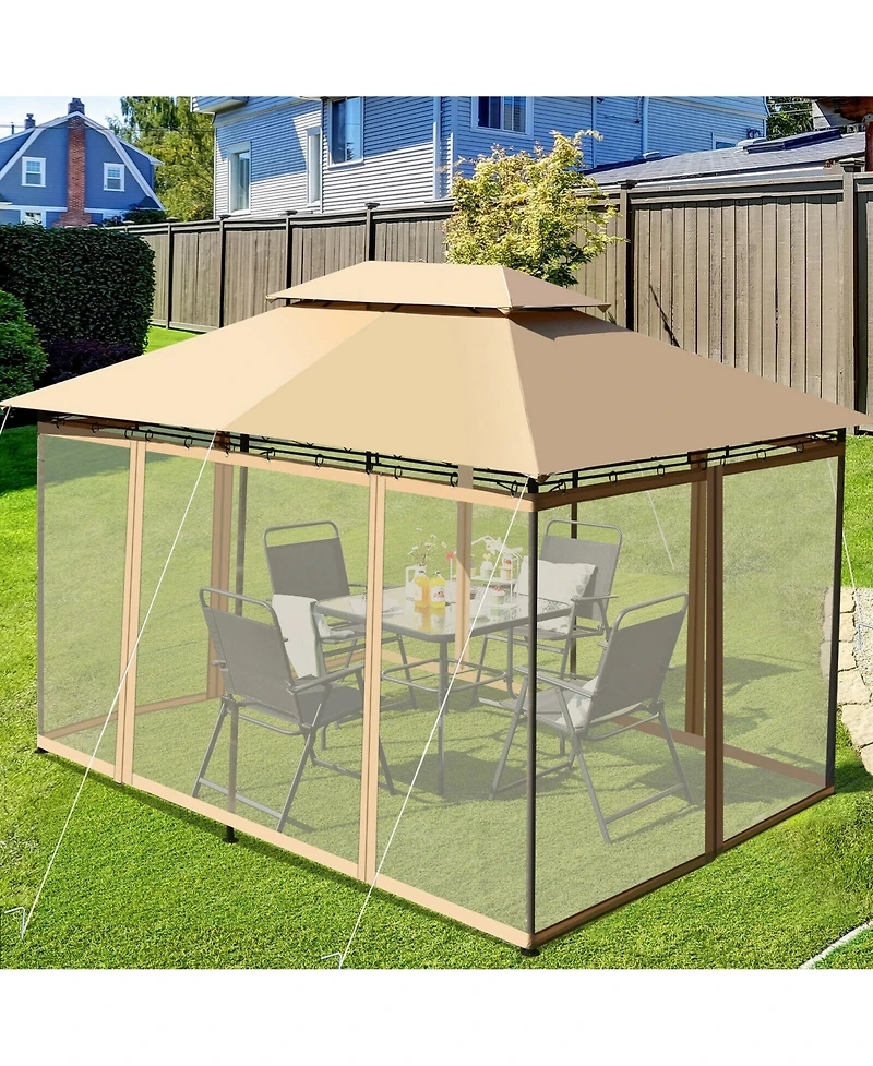 Gymax 2-Tier 10'x13' Steel Gazebo Canopy Tent Shelter Patio Garden Outdoor Netting