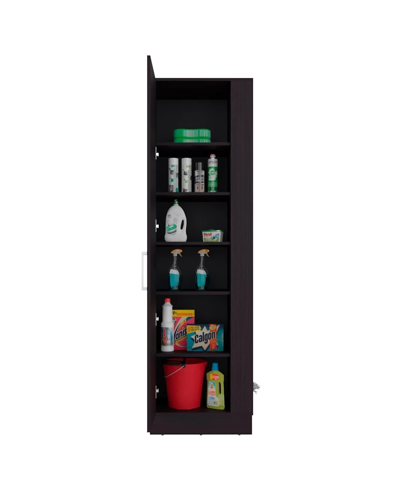 Fm Furniture Nampa Storage Cabinet, Single Door, Broom Hangers,Wengue