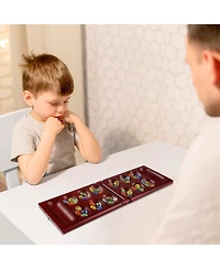 Gse Games & Sports Expert Folding Wooden Mancala Board Game with Glass Stone and Storage Bag