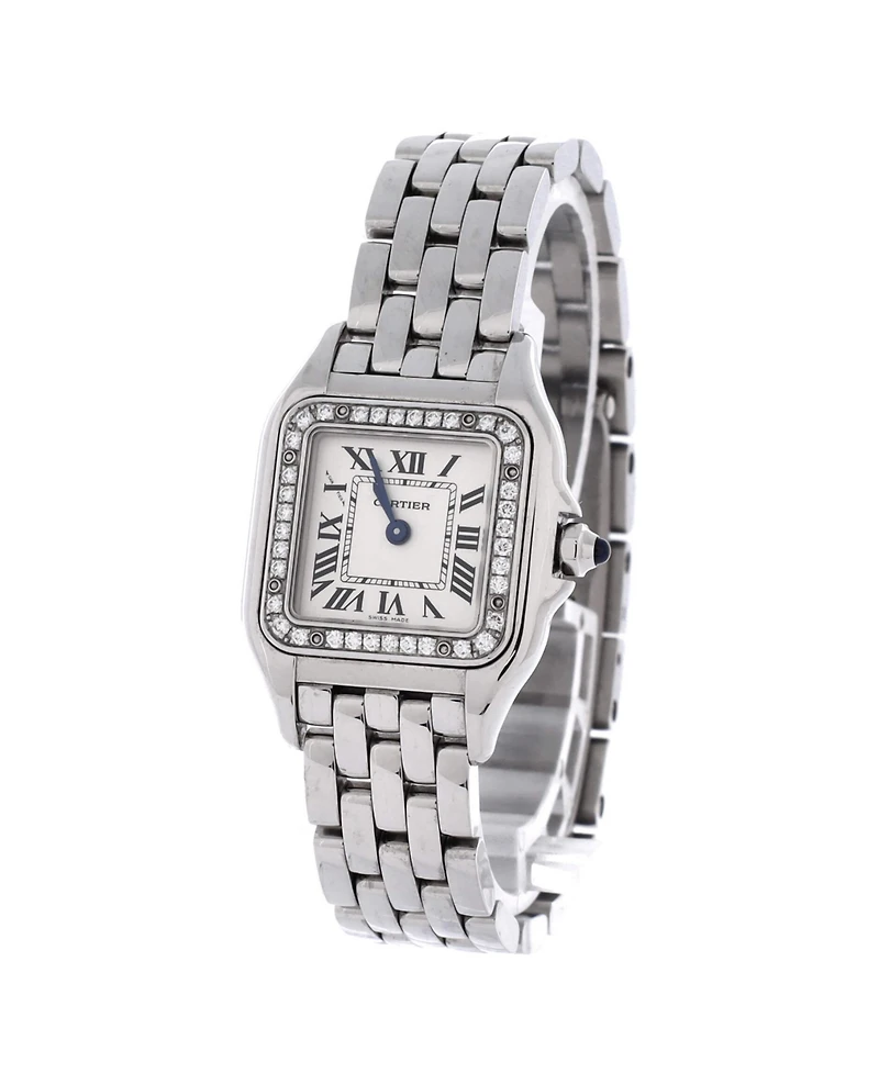 Pre-Owned Cartier Panthere de Cartier Quartz Watch in Stainless Steel with Diamond Bezel 22mm