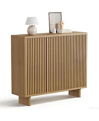 gaomon 46 Inch Shoe Cabinet with Fluted Door 5-Tier Storage Cabinet Rustic Entryway Shoe Bench for Hallway