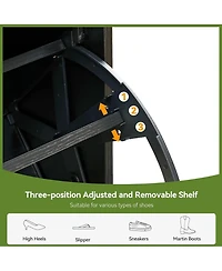 gaomon Rattan Shoe Storage Cabinet with 4 Flip Drawers and 2 Drawers Freestanding Organizer for Front Door Entrance Hidden Narrow Shoe Rack