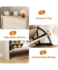 gaomon Shoe Cabinet with Flip Drawers Narrow Cabinet with Adjustable and Removable Shelves Modern Wooden Shoe Organizer with Hidden Handle