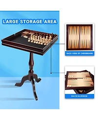 Gse Games & Sports Expert Wooden 3-in-1 Chess Checkers Backgammon Table, Chess Checkers Backgammon Combo Game Set