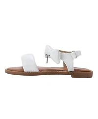 Bebe Girls Girl's Fashion Sandals – Dressy Shoes with Puffy Bow and Hanging Logo Charm