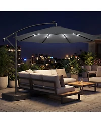 Outsunny 10 ft Offset Cantilever Patio Umbrella w/ Light, Weight
