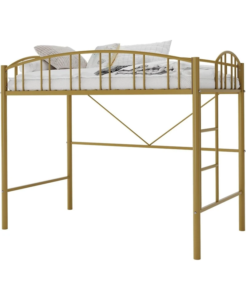 gaomon Loft Bed Heavy Duty Metal Loft Bed Frame Arched Guardrail Safety Ladder No Box Spring Spac