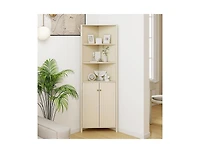 Slickblue Tall Corner Bathroom Cabinet 68 Inch with Fluted Doors