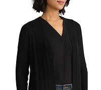 Jones New York Petite Variegated Rib Kissing Front Long-Sleeve Cardigan