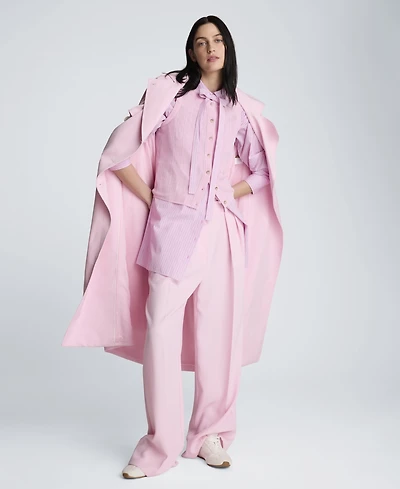 Kenneth Cole Women's High-Rise Double Pleat Wide-Leg Twill Pants