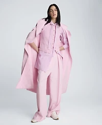 Kenneth Cole Women's High-Rise Double Pleat Wide-Leg Twill Pants