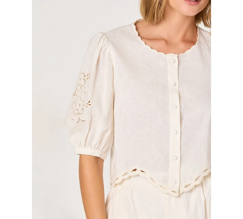 Astr the Label Women's Sleeveless Button-Front Top