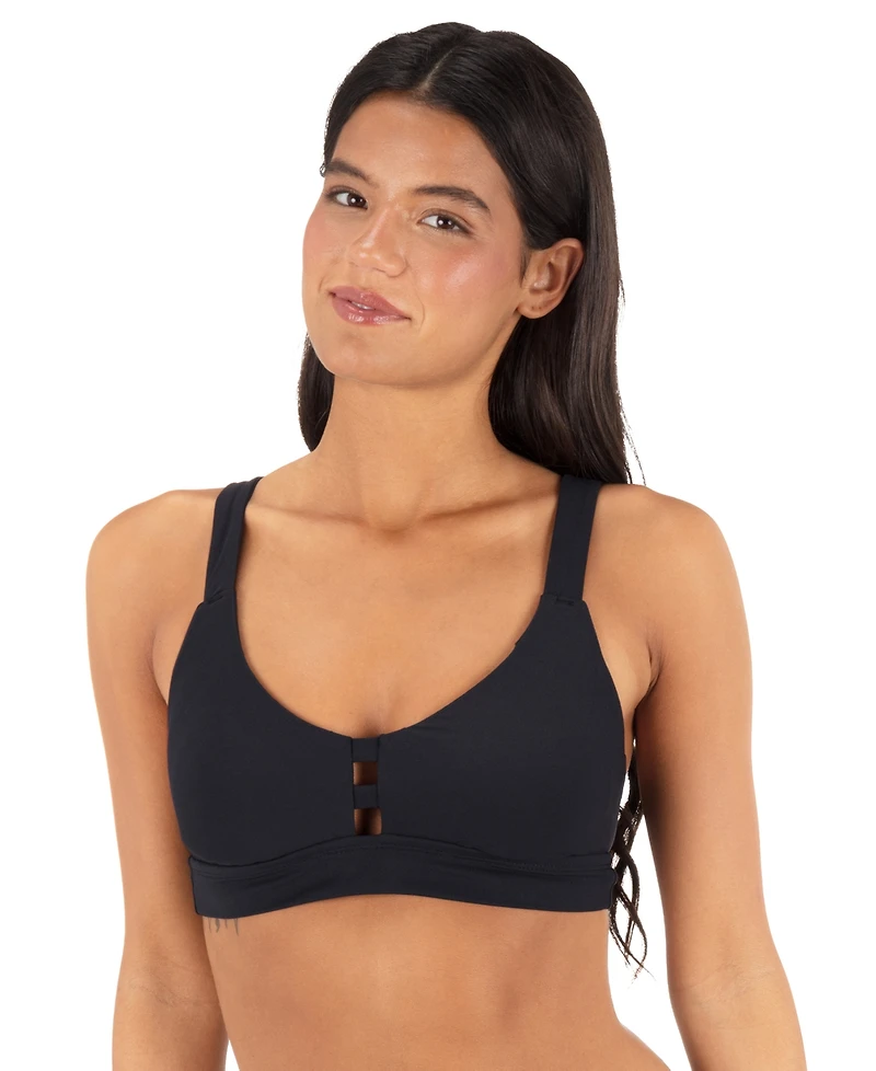 Hurley Women's Max Solid Pull-On Strappy Bikini Top