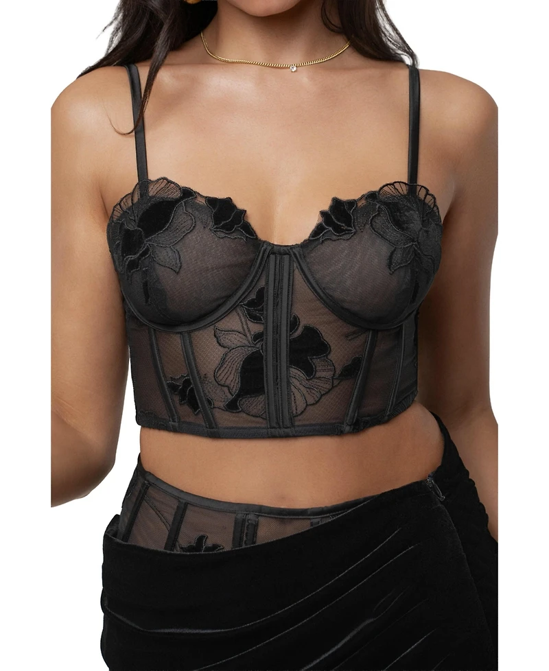 Jluxlabel Women's Velvet And Lace Bustier