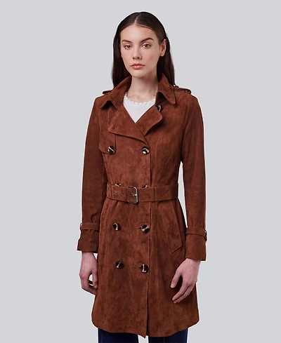 Furniq Uk Women's Leather Trench Coat