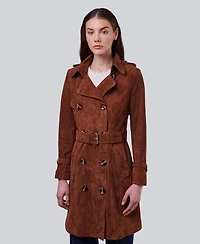 Furniq Uk Women's Leather Trench Coat