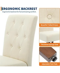 gaomon Parsons Button Tufted Dining Chairs Set of 4, Upholstered Fabric Chairs with Wood Legs