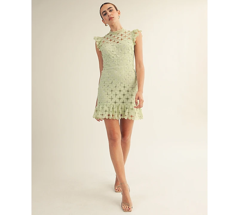 Arose Studio, Inc Women's Sophia Lace High Neck Mini Dress
