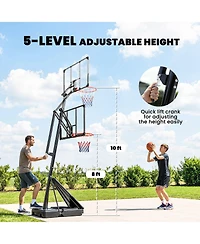 Soozier Basketball Hoop, 8-10ft Adjustable Basketball Goal, Hand-Crank Lift