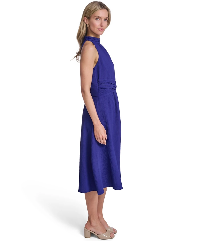 Calvin Klein Women's Halter Neck Twist-Waist Midi Dress