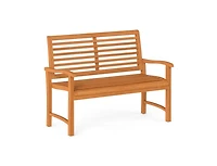 Slickblue Outdoor Teak Wood Garden Bench with Slatted Back and Seat