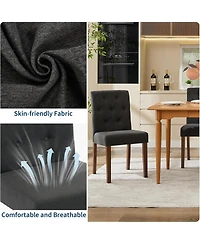 gaomon Parsons Button Tufted Dining Chairs Set of 6, Upholstered Fabric Chairs with Wood Legs