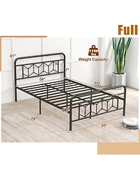 Full Size Bed Frame Mattress Foundation with Headboard 12.5" Under-bed Storage