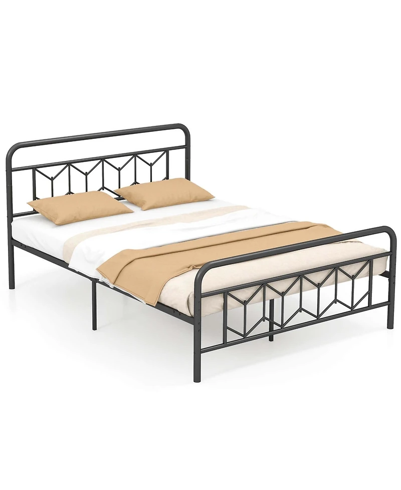 Queen Size Bed Frame Mattress Foundation with Headboard 12.5" Under-bed Storage