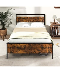 Costway Full Size Bed Frame with Wooden Headboard and Footboard Under-Bed Storage