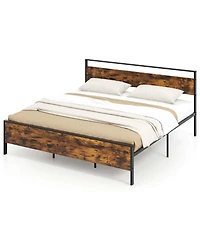 Costway Bed Frame with Wooden Headboard and Footboard Under-Bed Storage