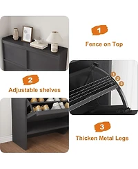 gaomon Shoe Cabinet with 4 Flip Drawers Narrow Cabinet with Adjustable and Removable Shelves Modern Wooden Shoe Organizer with Hidden Handle