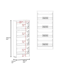 Fm Furniture Inola Vertical Shoe Cabinet with Doors for Home Organization,